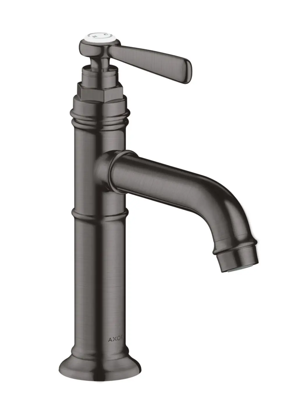Einhebel-Waschtischmischer in Brushed Black Chrome mit Hebelgriff und Ablaufgarnitur. Design von AXOR, gefertigt aus robustem Material für den Badezimmerbereich.